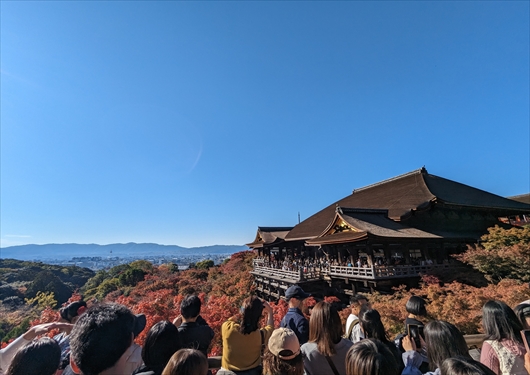 清水寺の本堂と紅葉